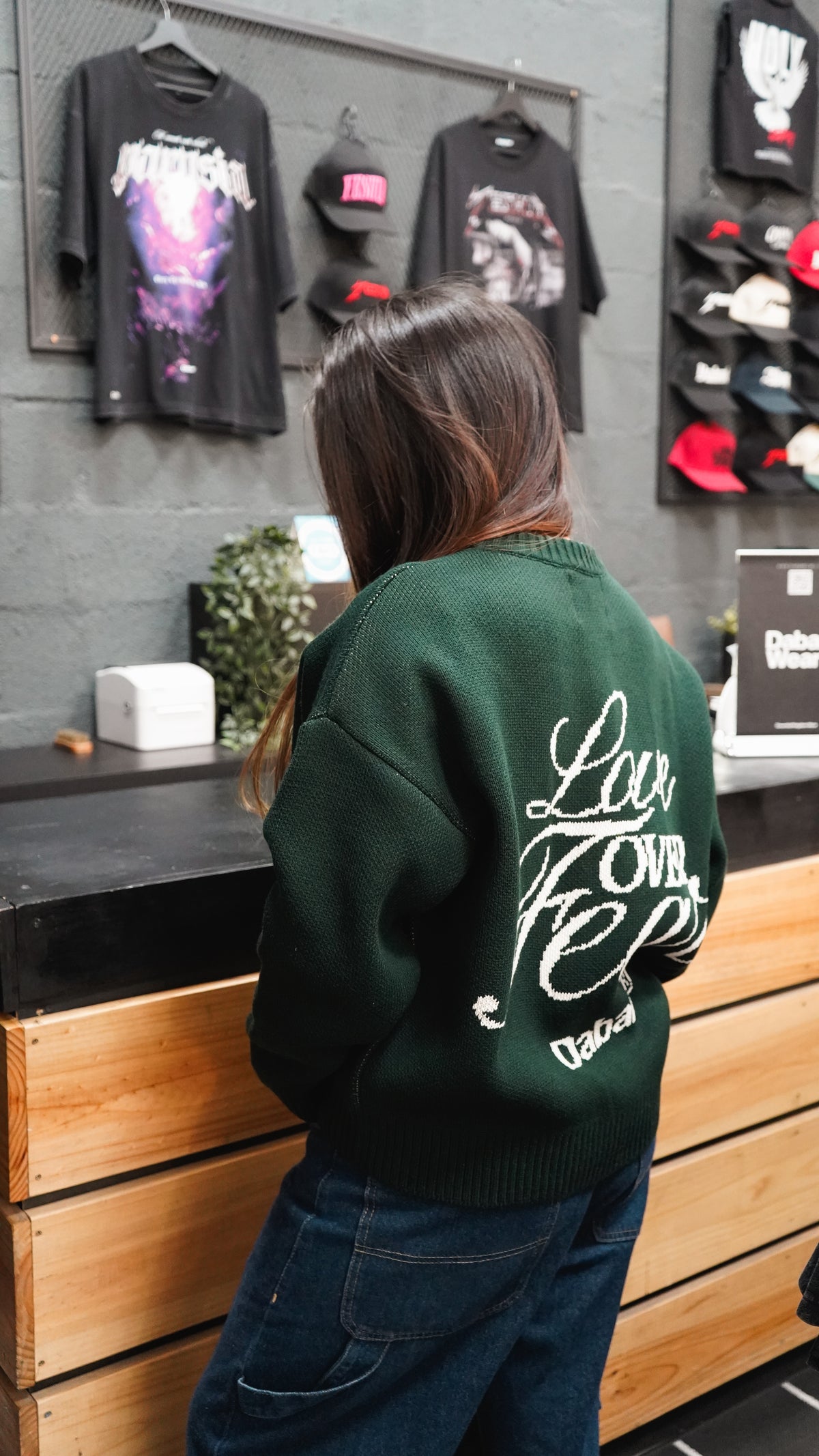 Sweater Green Forest HEAVYWEIGHT "LOVE OVER FEAR" (Fit oversize) (copia)