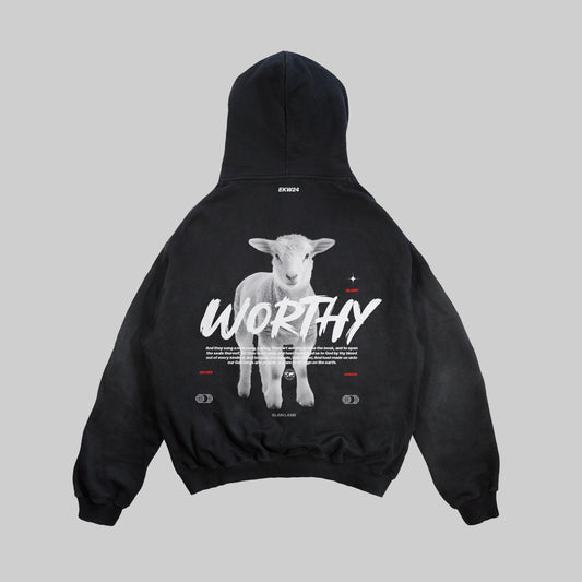 Hoodie Boxy Fit Worthy Black