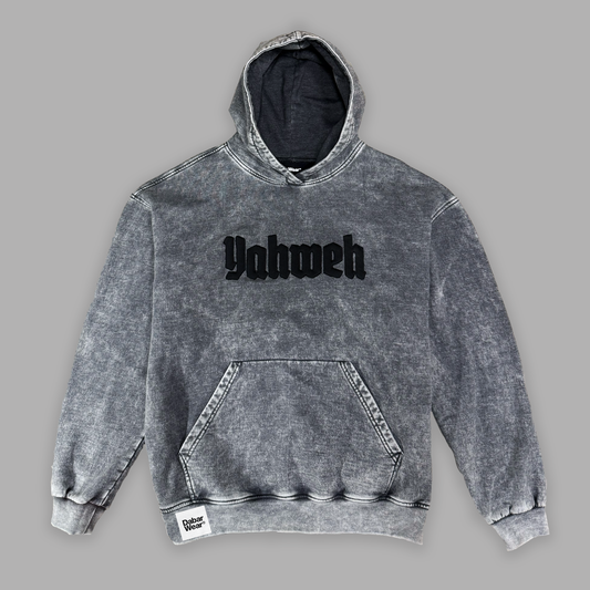 Hoodie Bordado Relaxed Stone wash grey YAHWEH