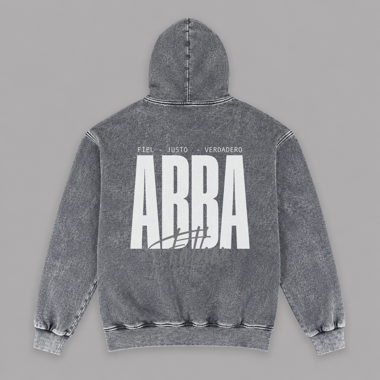 Hoodie Stone wash grey "ABBA" (Fit Relaxed)