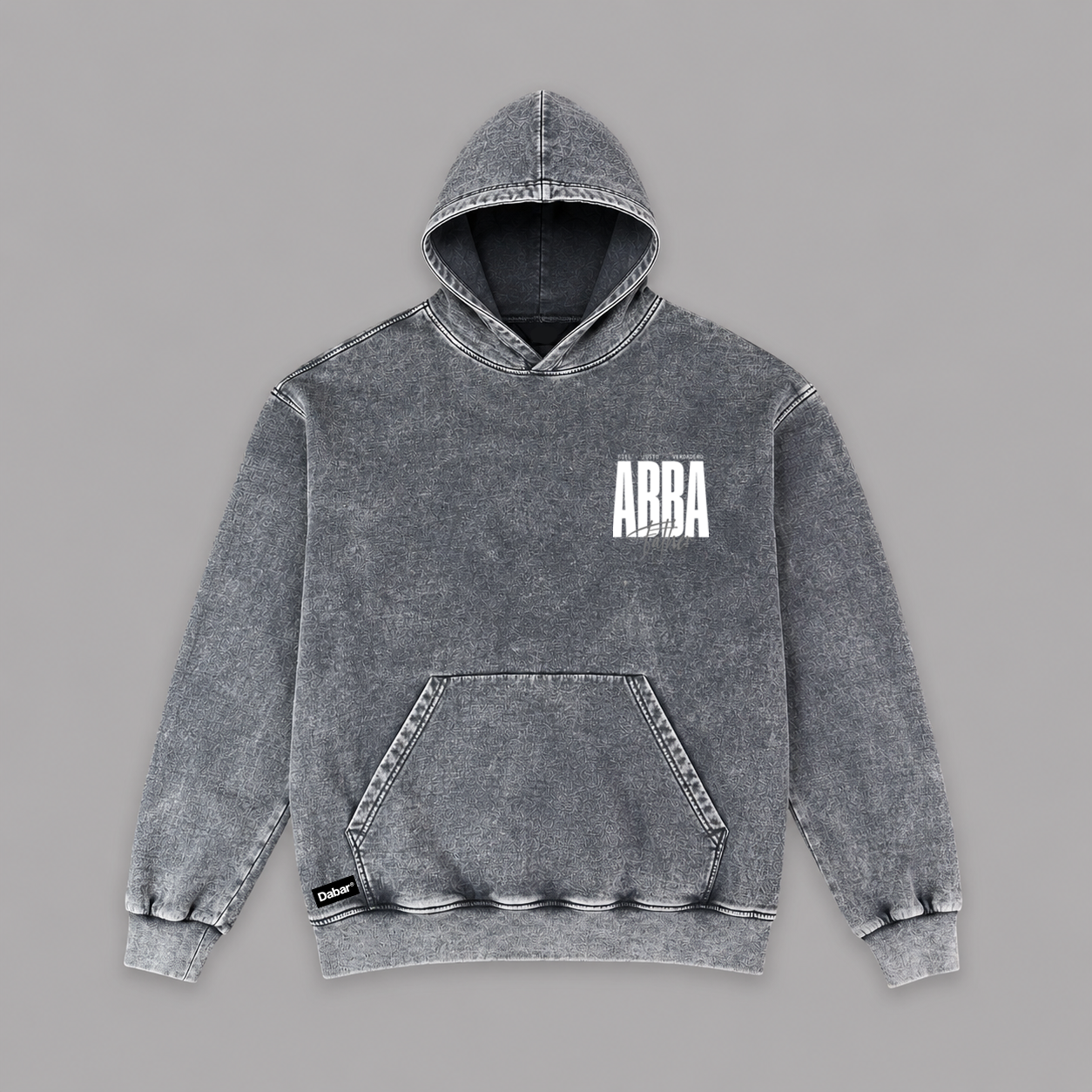 Hoodie Stone wash grey "ABBA" (Fit Relaxed)