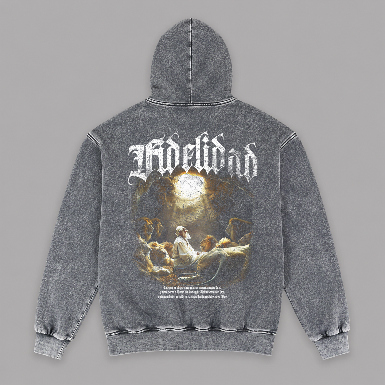 Hoodie Stone wash grey "FIDELIDAD" (Fit Relaxed)
