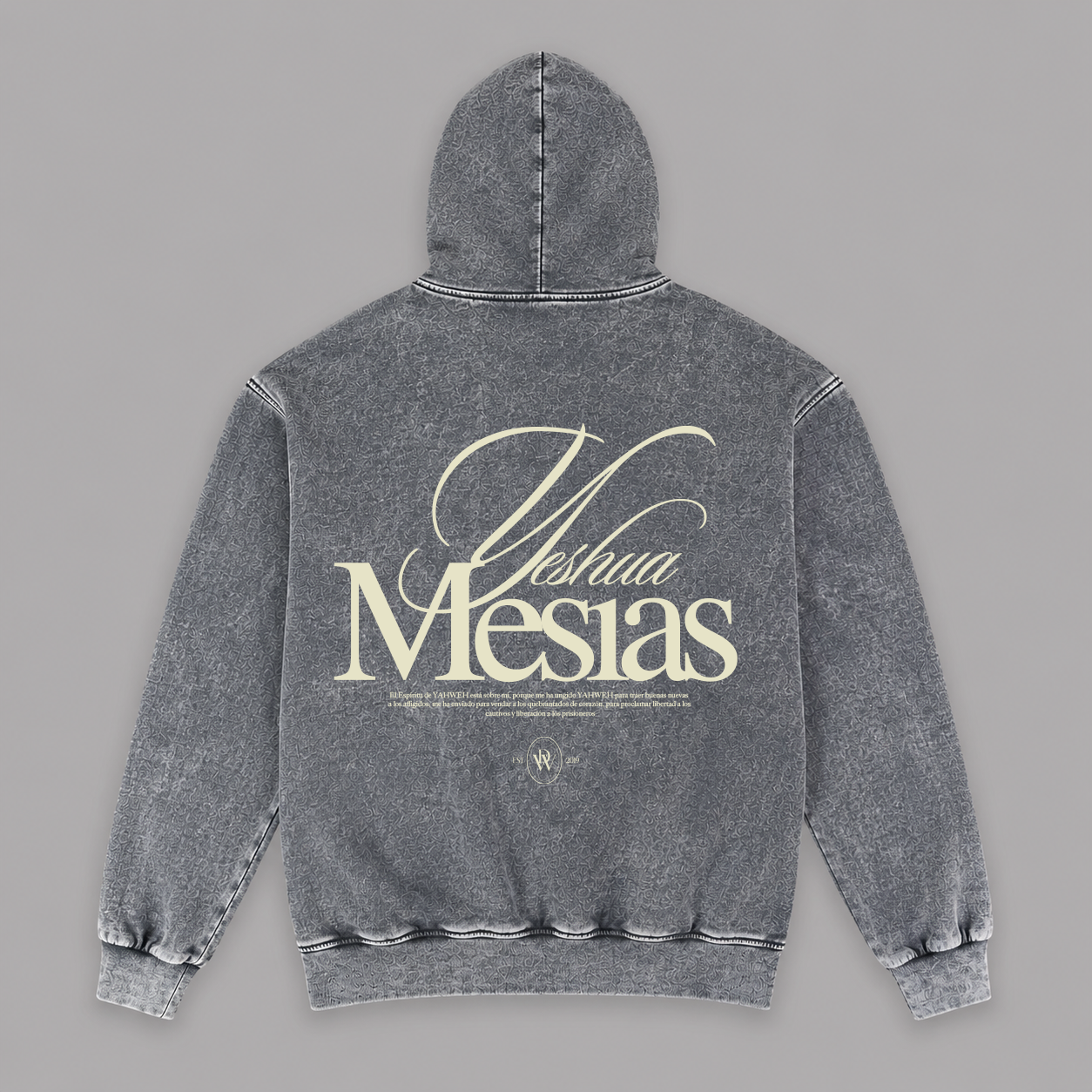 Hoodie Stone wash grey "MESIAS" (Fit Relaxed)