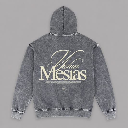 Hoodie Stone wash grey "MESIAS" (Fit Relaxed)