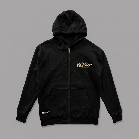 Hoodie Zipup black "VICTORY" (Fit Regular)