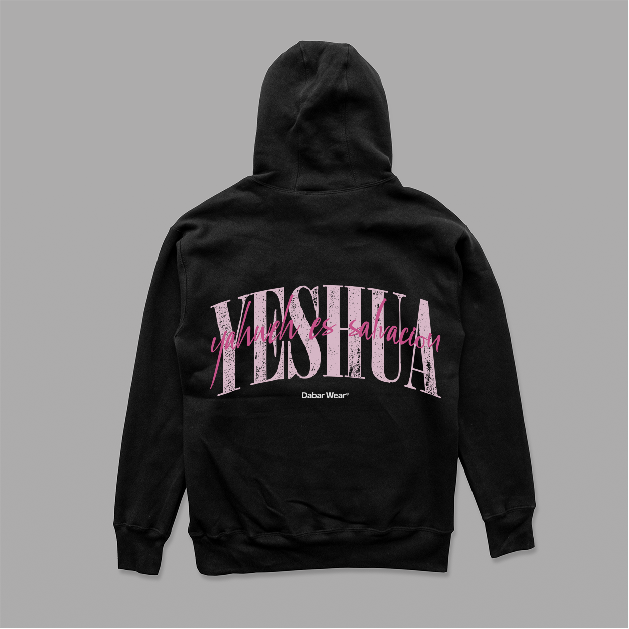 Hoodie Zipup black "YESHUA" PINK (Fit Regular)