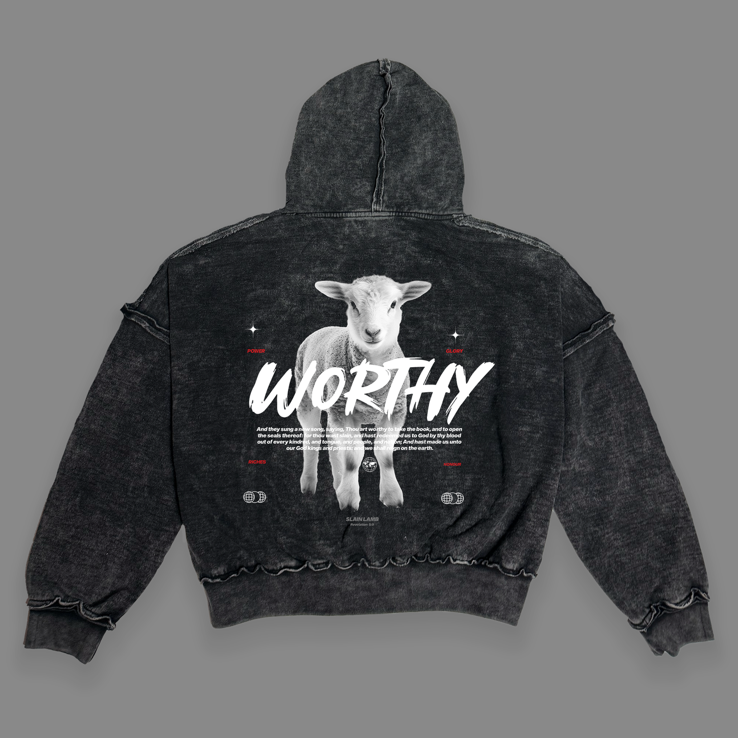 Hoodie Boxy Stone wash WORTHY