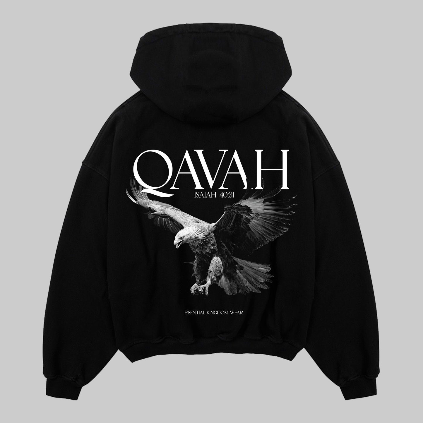 Hoodie Relaxed Zip up negro QAVAH