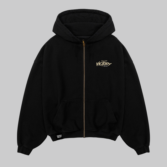 Hoodie Relaxed Zip up negro VICTORY