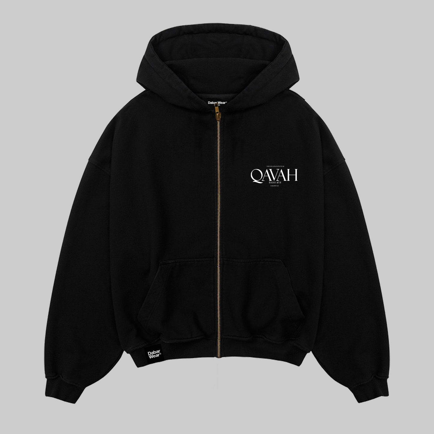 Hoodie Relaxed Zip up negro QAVAH