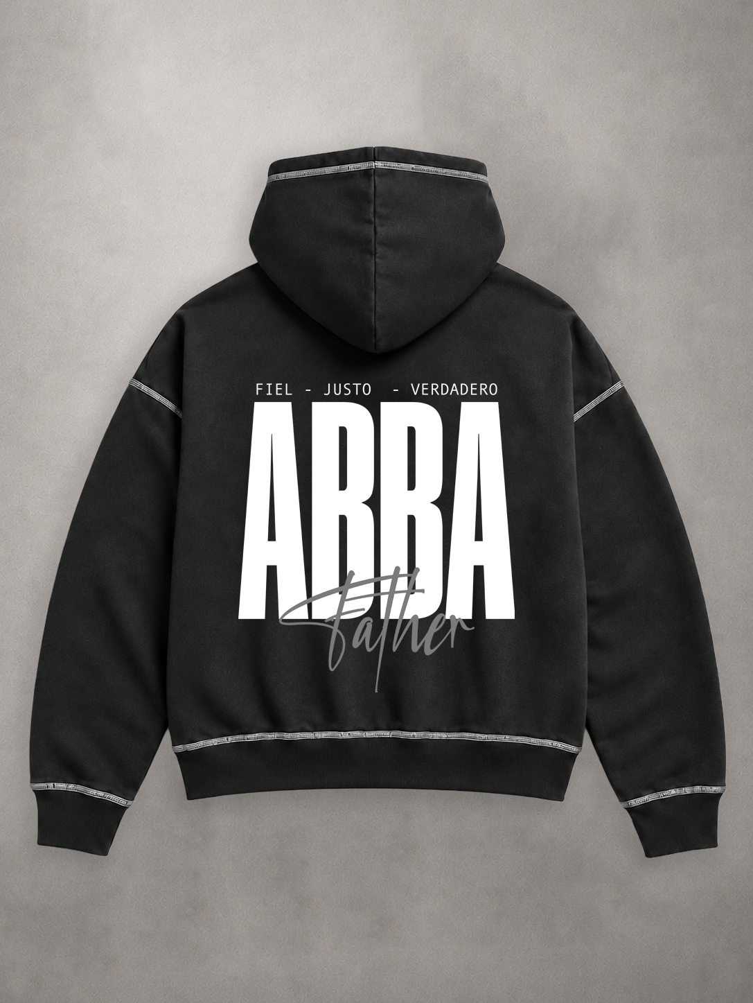 Hoodie Black & White "ABBA" (Fit Boxy)