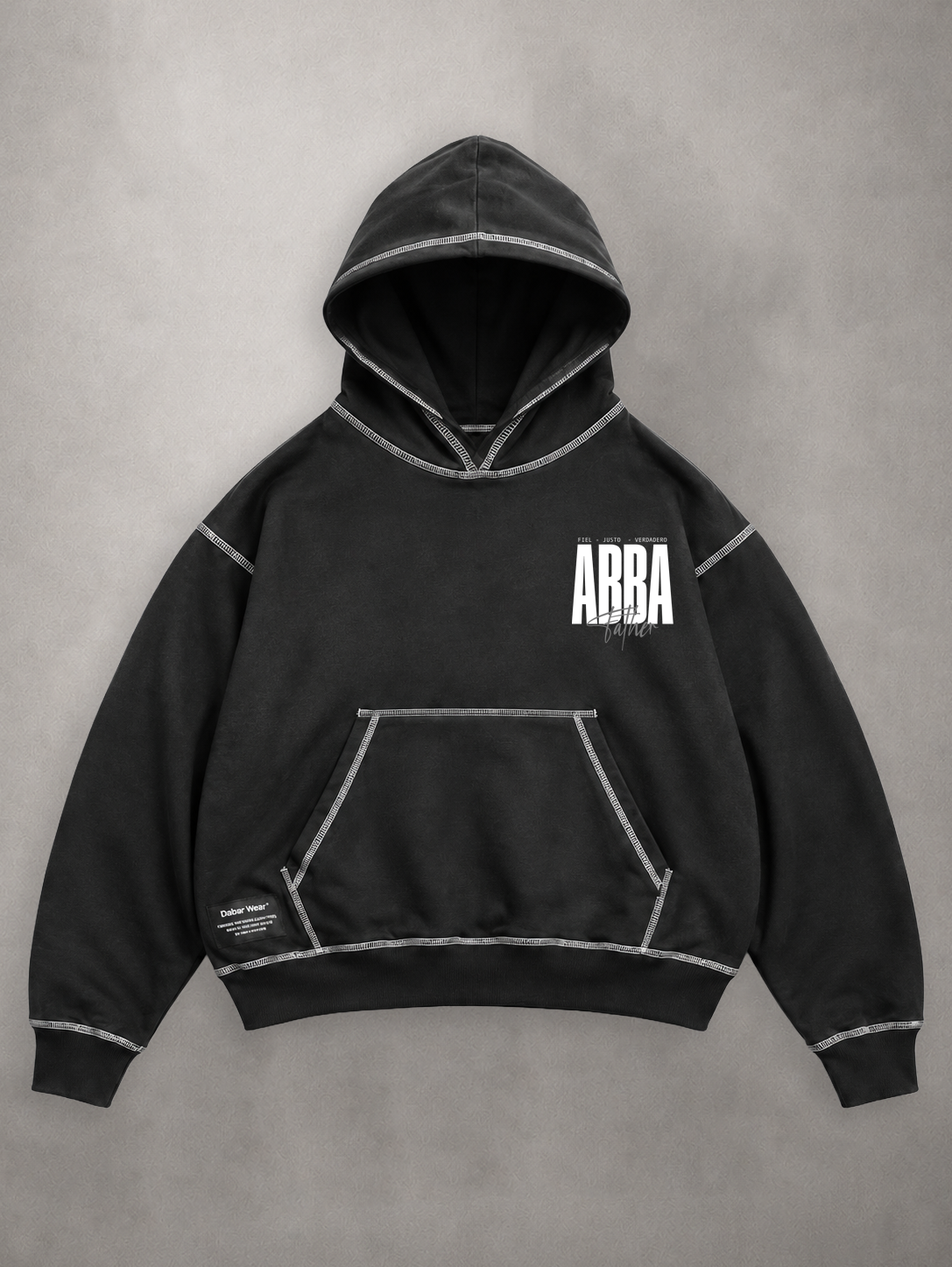 Hoodie Black & White "ABBA" (Fit Boxy)