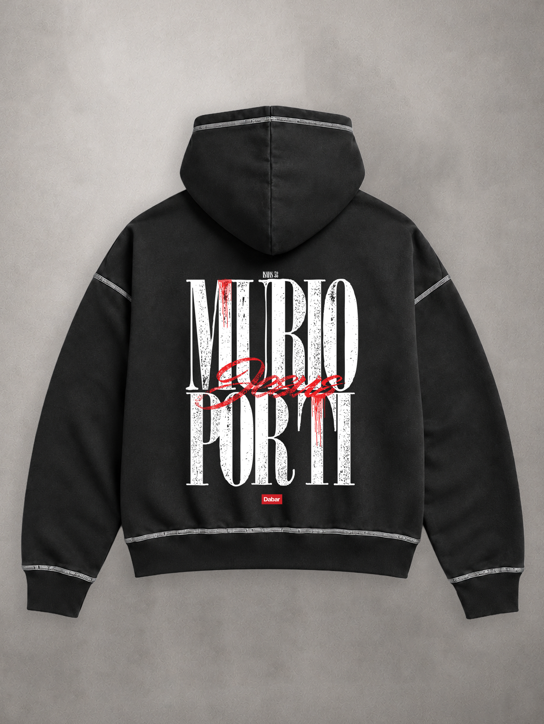 Hoodie Black & White "MURIO POR TI" (Fit Boxy)