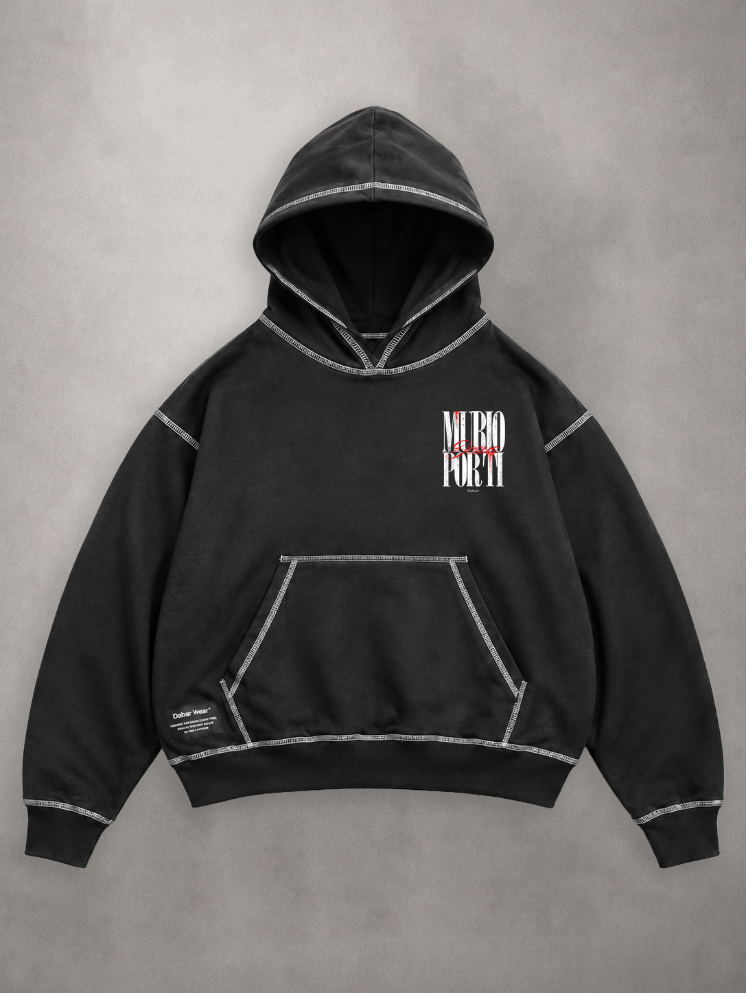 Hoodie Black & White "MURIO POR TI" (Fit Boxy)