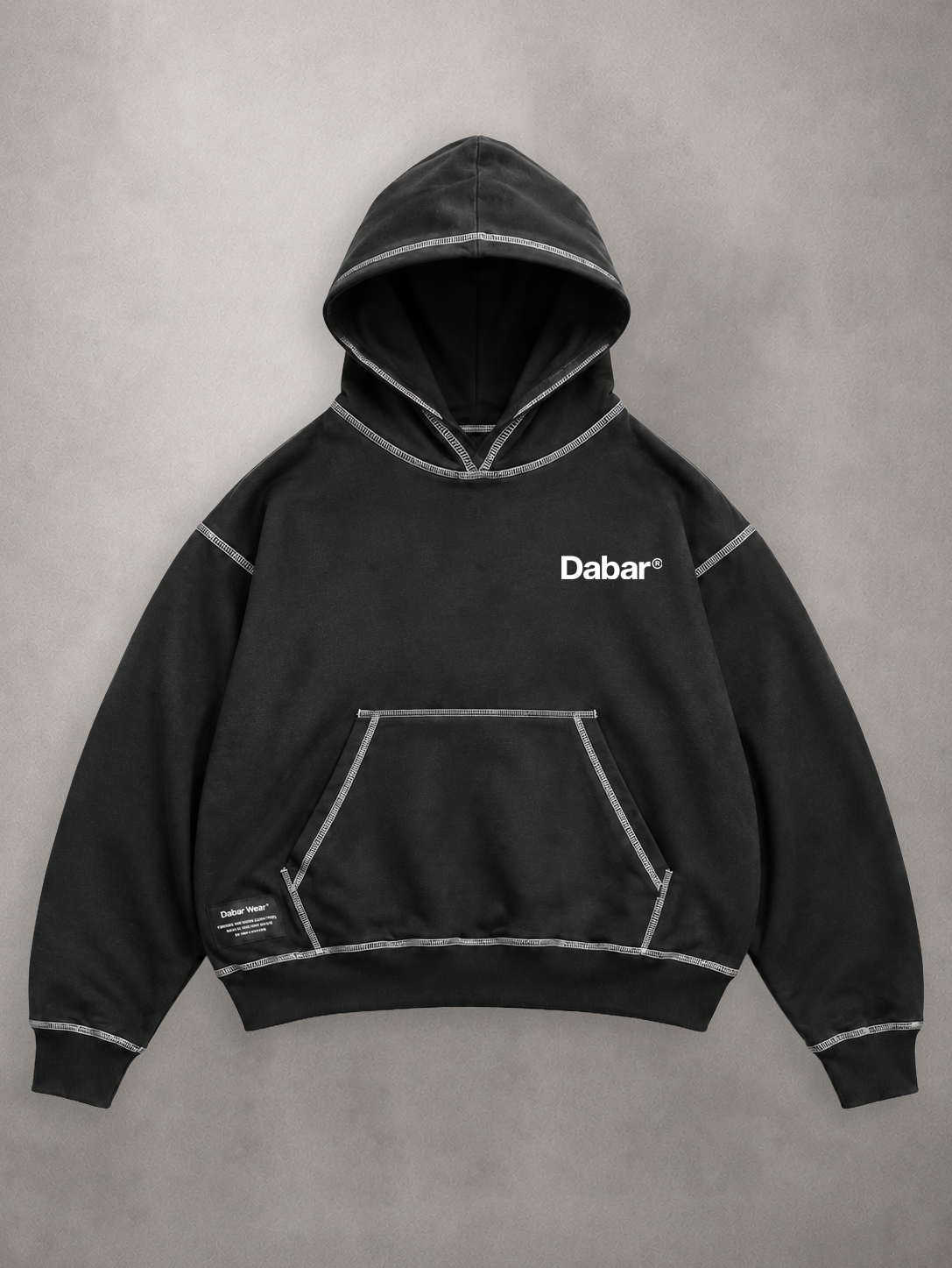 Hoodie Black & White "WORTHY" (Fit Boxy)
