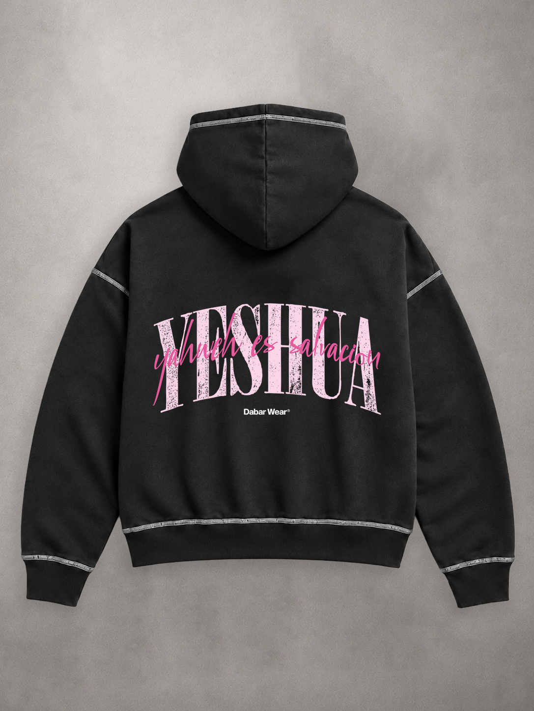 Hoodie Black & White "YESHUA" (Fit Boxy)