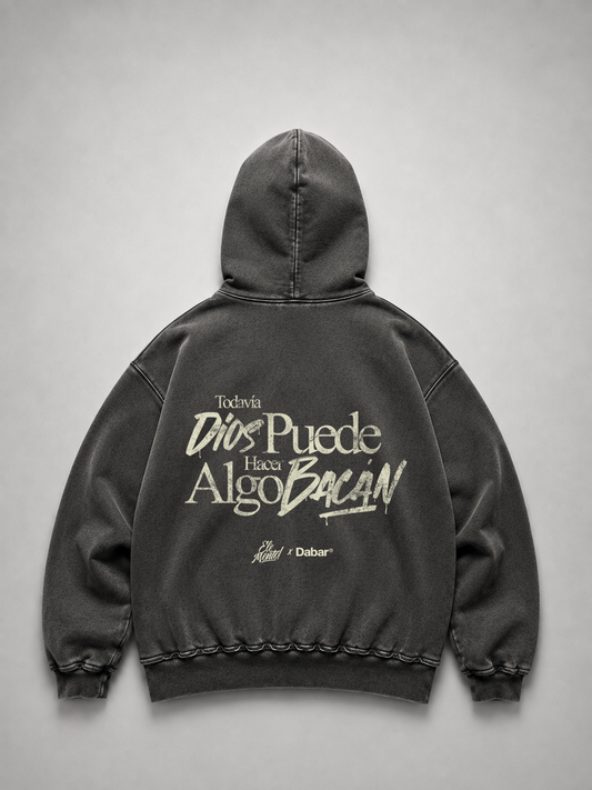 Hoodie Stonewash Distressed ELEMENTO X DABAR "TODAVIA DIOS" (Fit Relaxed)