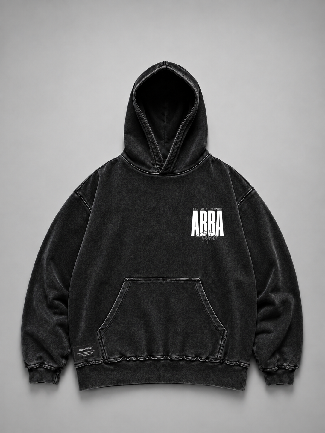 Hoodie Distressed Stonewash Black "ABBA" (Fit Relaxed)