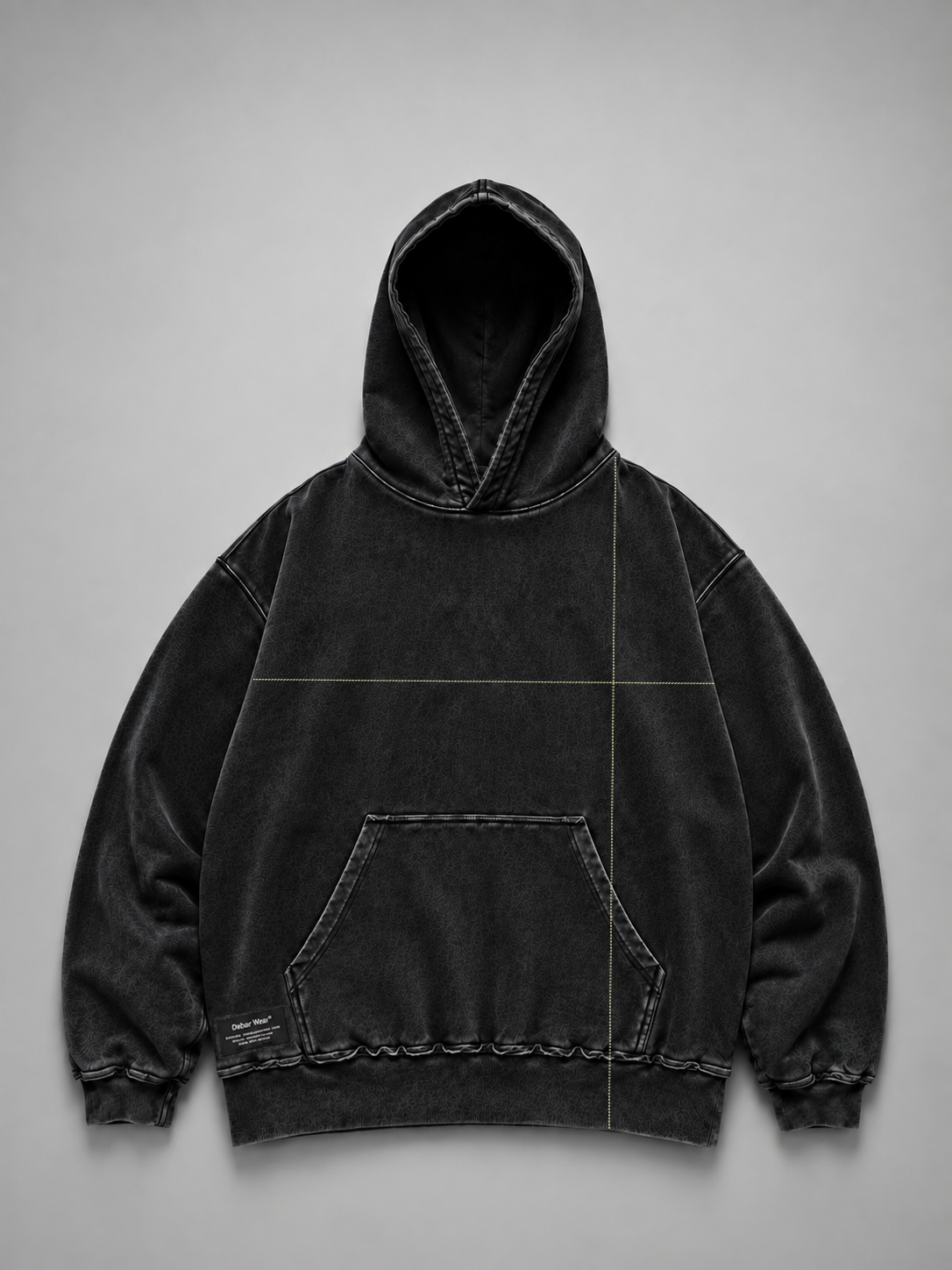 Hoodie Distressed Stonewash Black "FIDELIDAD" (Fit Relaxed)