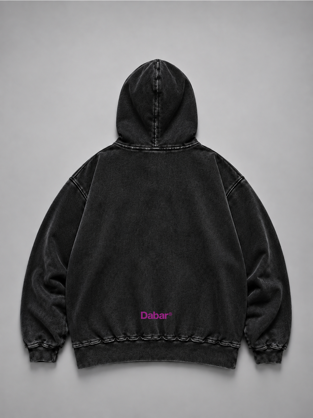 Hoodie Distressed Stonewash Black "REDENTOR" (Fit Relaxed)
