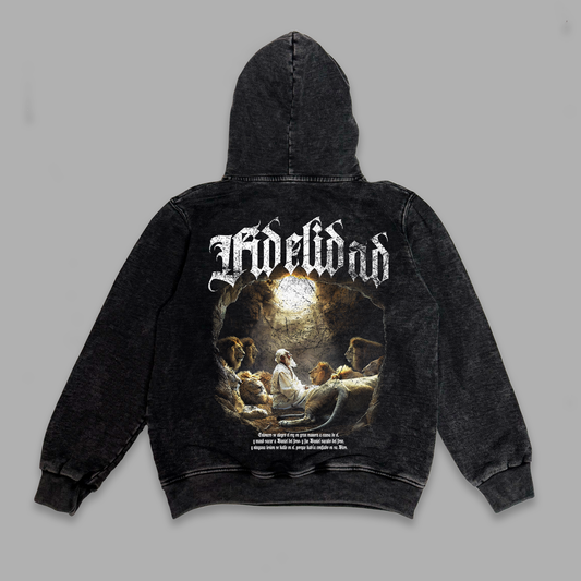 Hoodie Niño acid wash relaxed fit FIDELIDAD