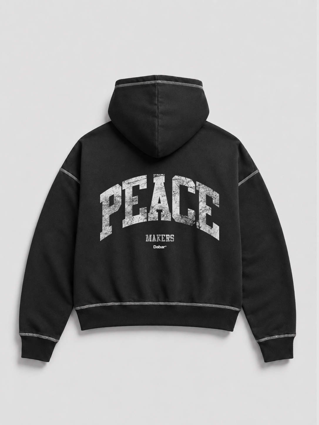 Hoodie Black & White "PEACEMAKERS" (Fit Boxy)