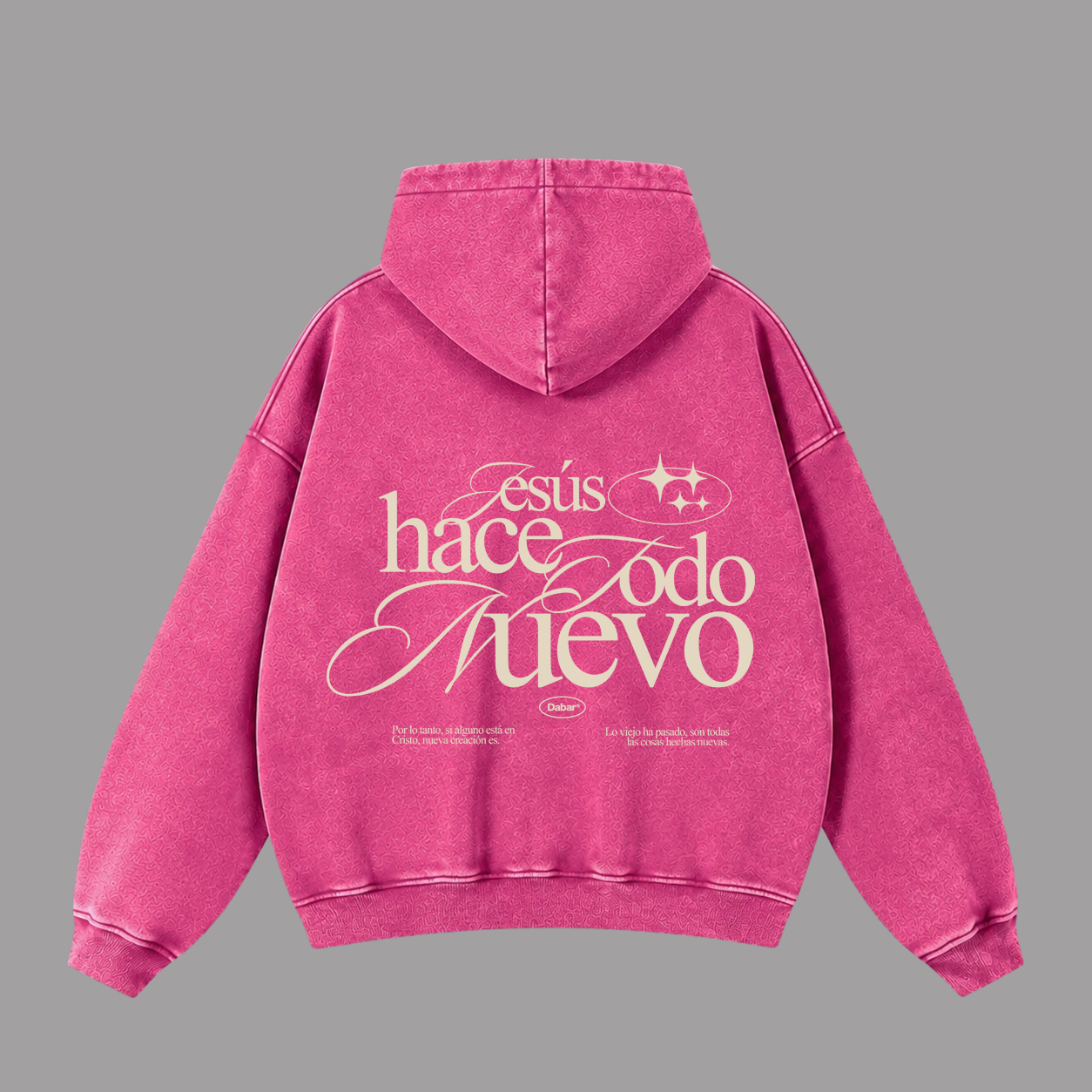 Hoodie Zipup Stonewash Fucsia "TODO NUEVO" (Fit Boxy)