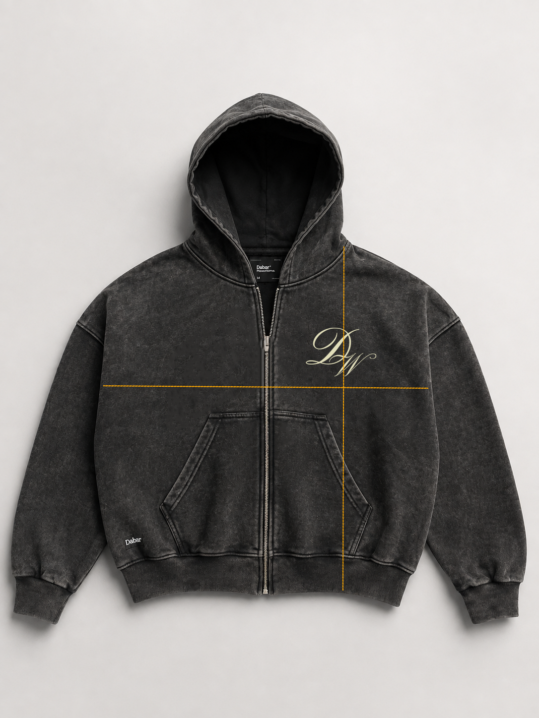 Hoodie Stonewash Black HEAVYWEIGHT "LOVE OVER FEAR" (Fit Boxy)