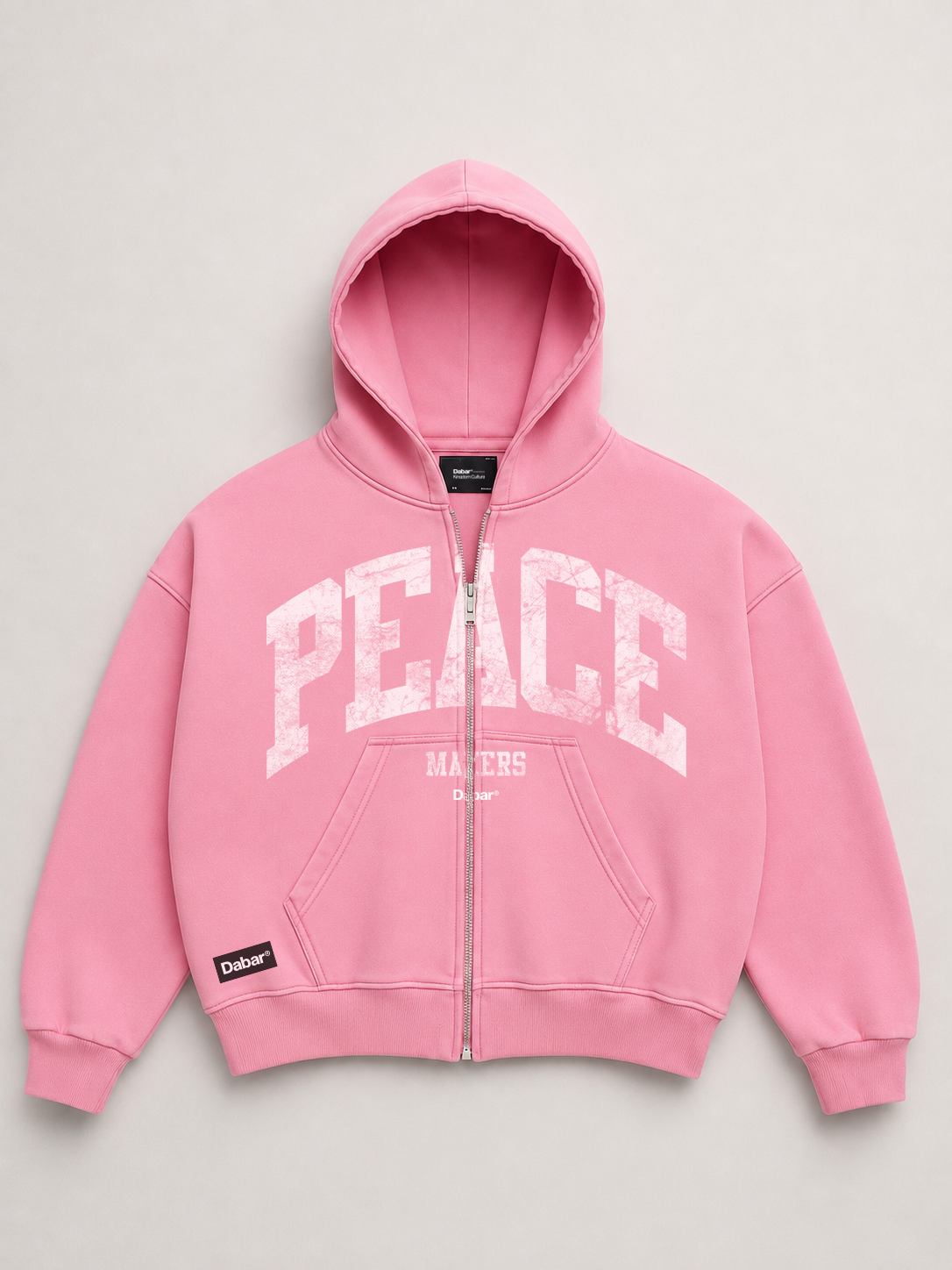 Hoodie Zipup Pink "PEACEMAKERS" (Fit Boxy)