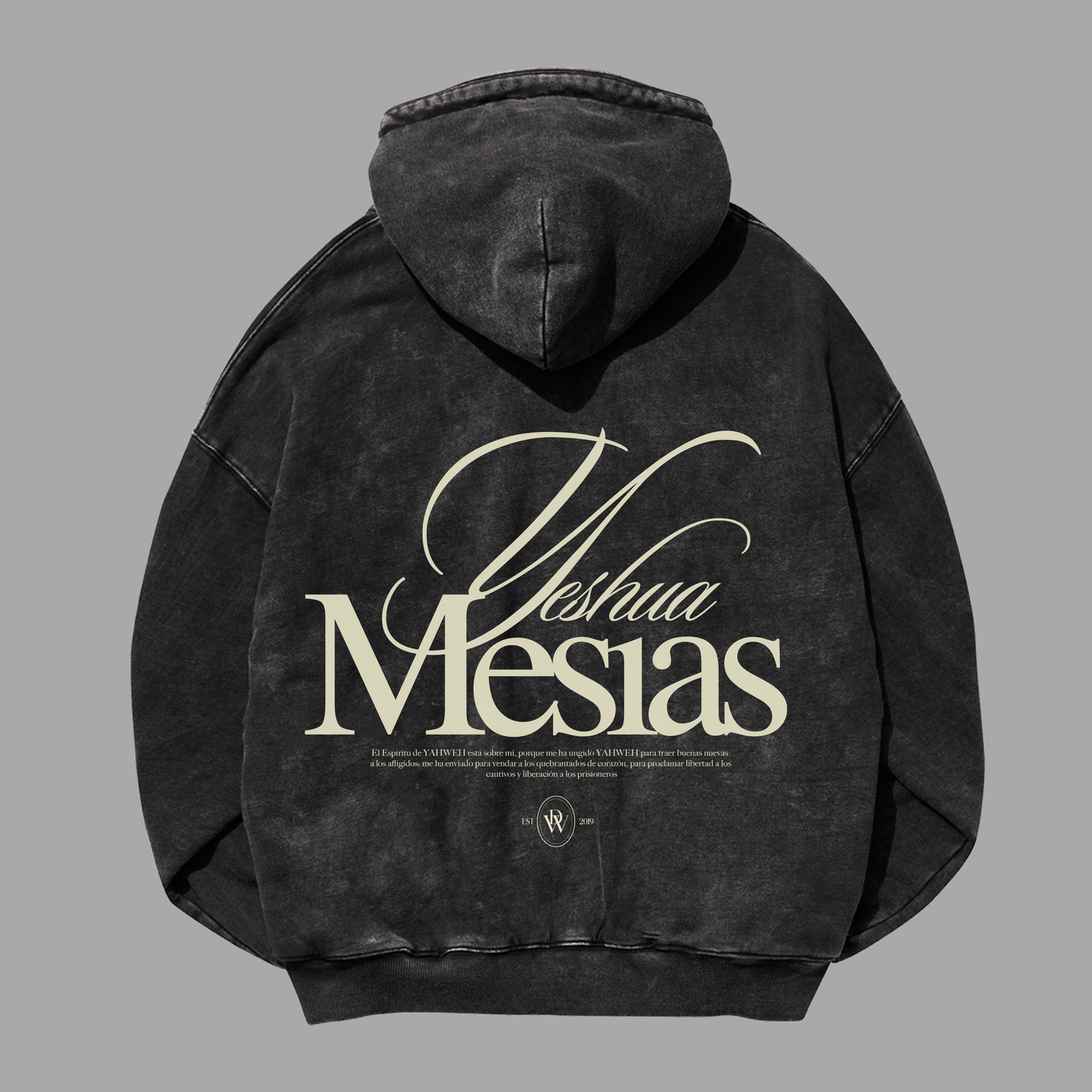 Hoodie Boxy Zip up acid wash negro MESIAS