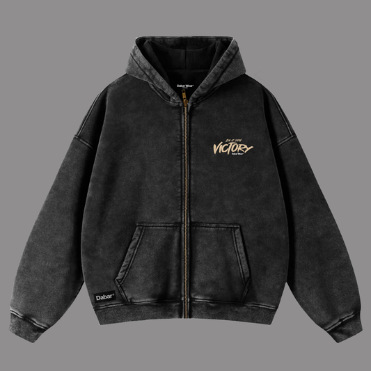Hoodie Boxy Zip up acid wash VICTORY