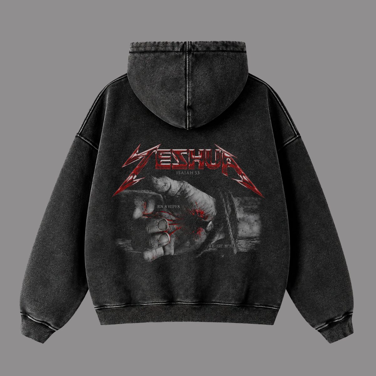 Hoodie Zipup Stonewash "ISAIAS 53" (Fit Boxy)