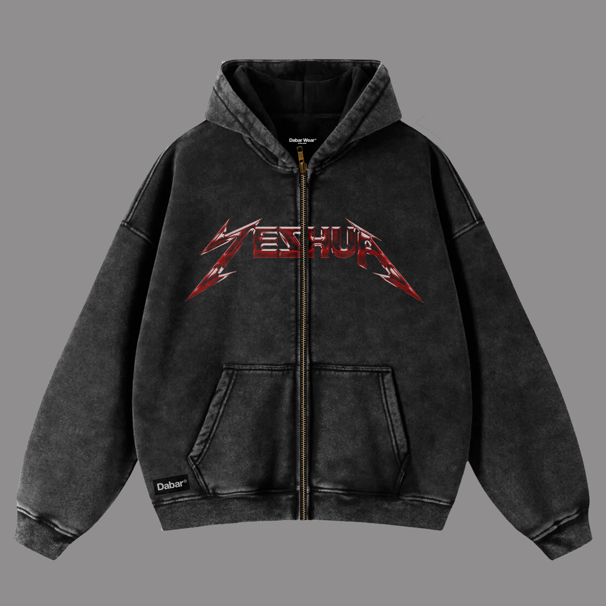Hoodie Zipup Stonewash "ISAIAS 53" (Fit Boxy)