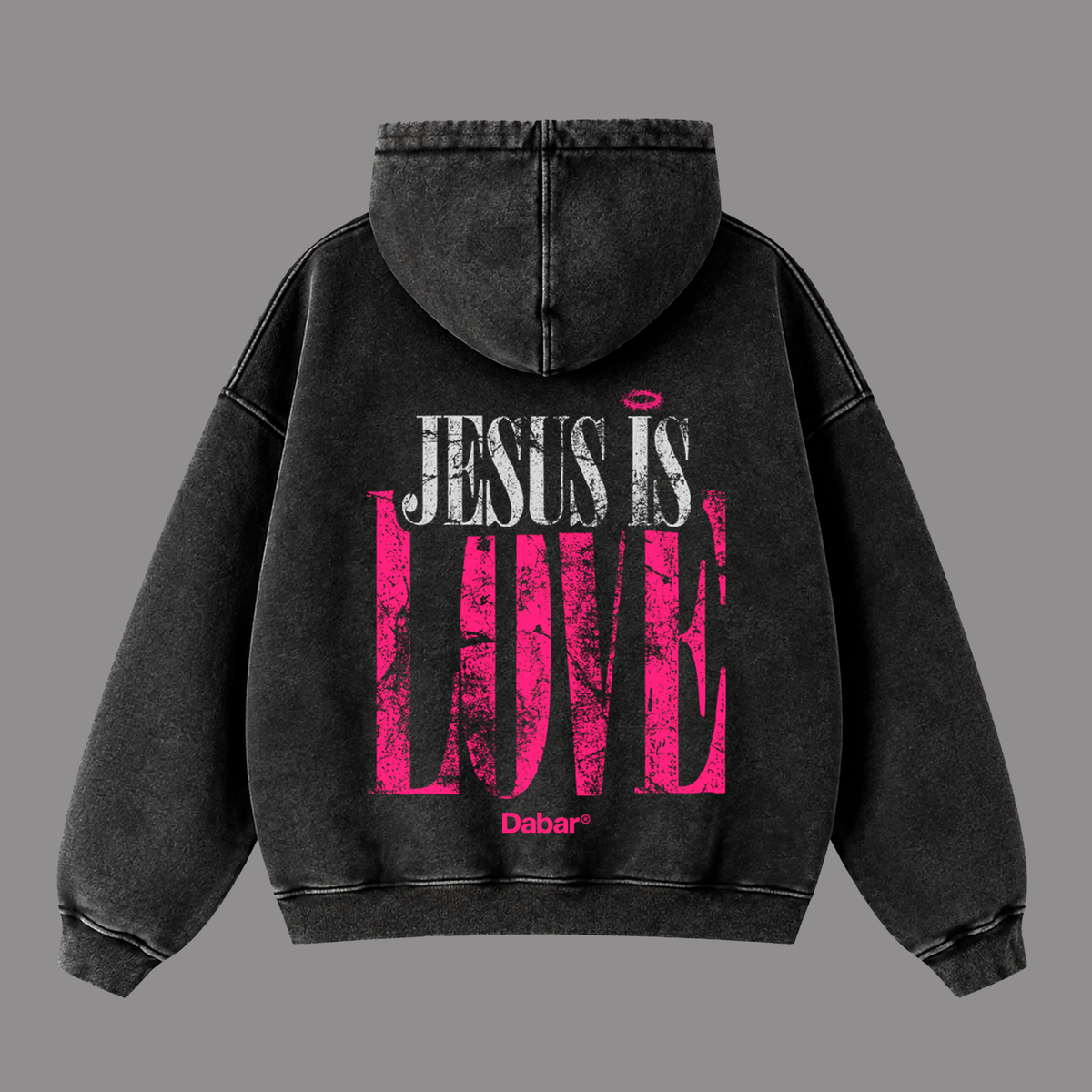 Hoodie Zipup Stonewash "JESUS IS LOVE" (Fit Boxy)