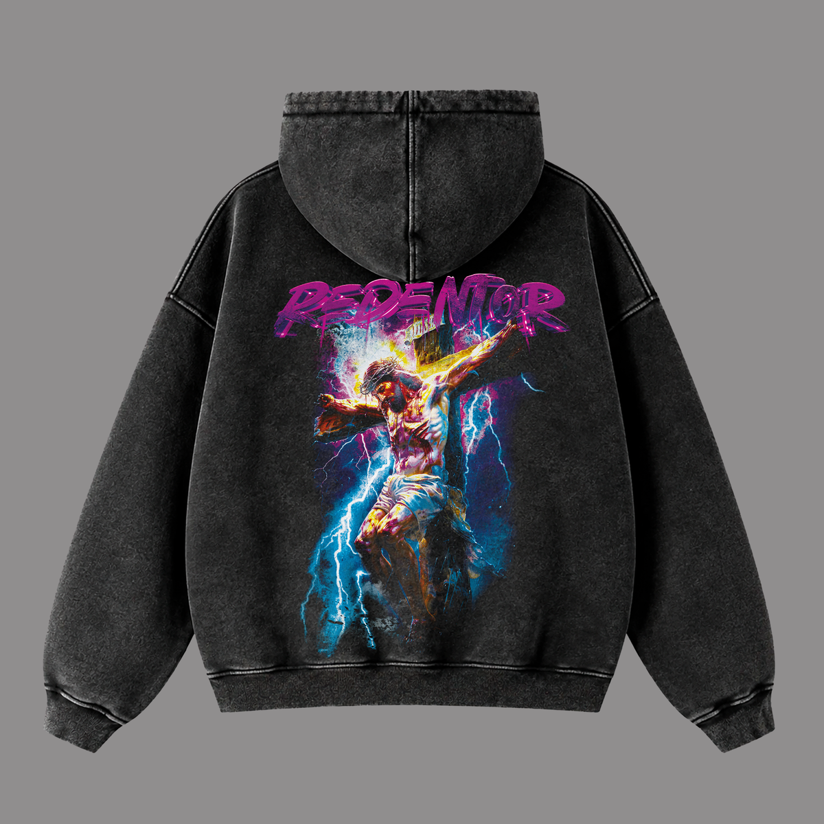 Hoodie Zipup Stonewash "REDENTOR (Fit Boxy)