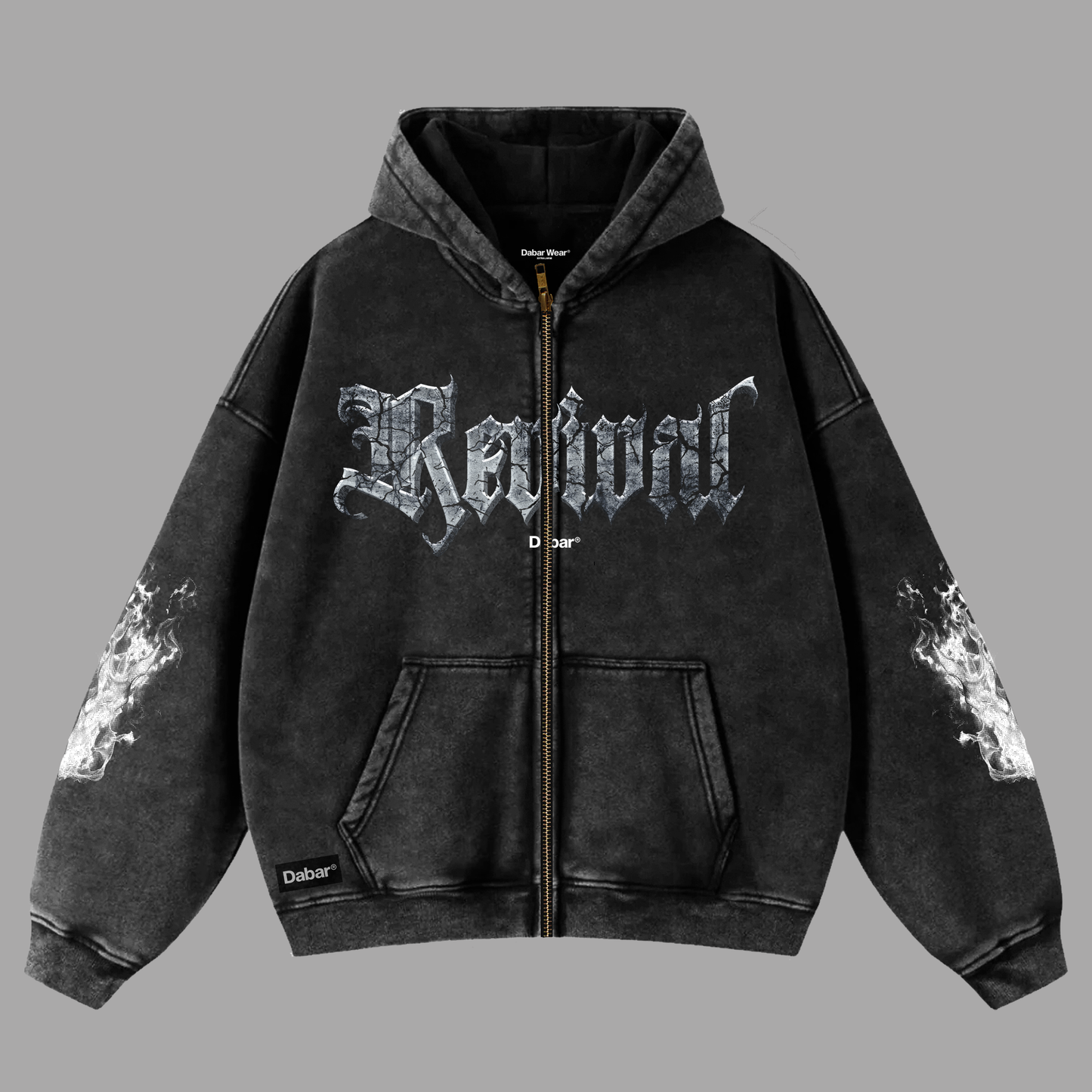 Hoodie Zipup Boxy acid wash REVIVAL