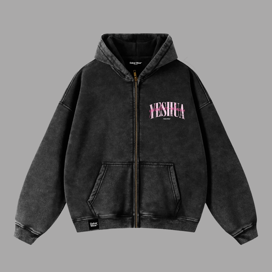 Hoodie Boxy Zip up acid wash YESHUA