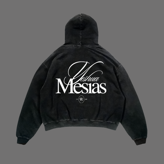 Hoodie Relaxed acid wash negro MESIAS