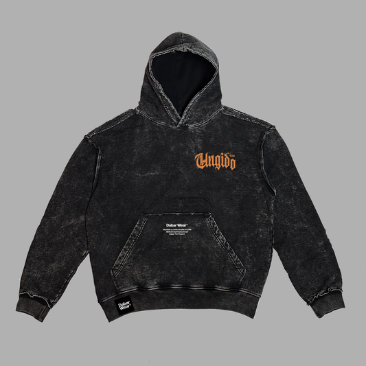 New Hoodie acid wash Oversize costuras a la vista negro UNGIDO
