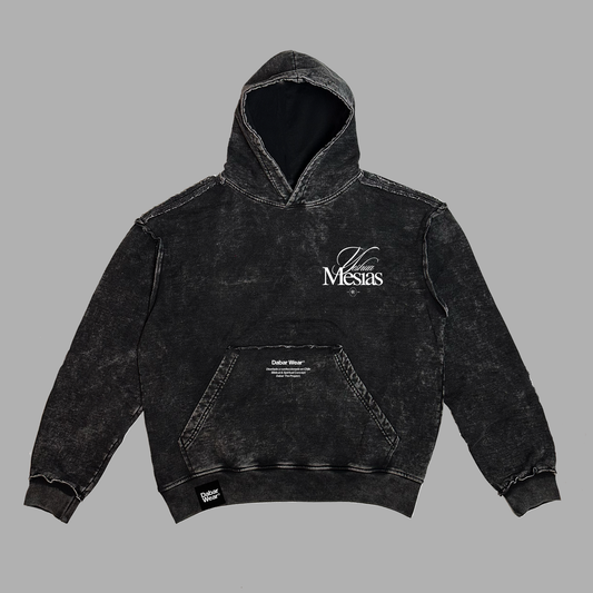 New Hoodie acid wash Oversize costuras a la vista negro MESIAS