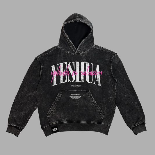 New Hoodie acid wash Oversize costuras a la vista negro YESHUA