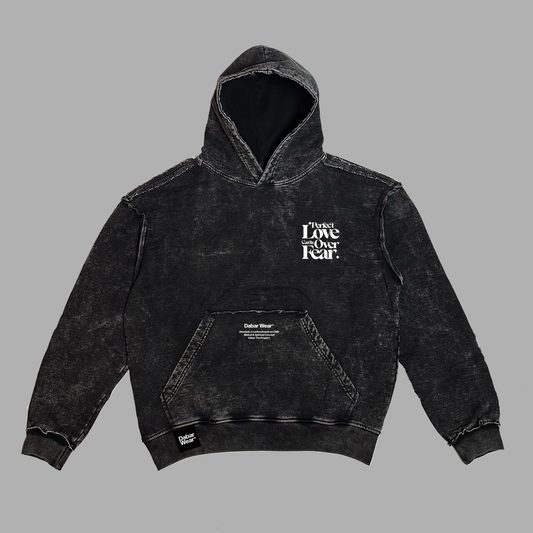 New Hoodie acid wash Oversize costuras a la vista negro PERFECT LOVE