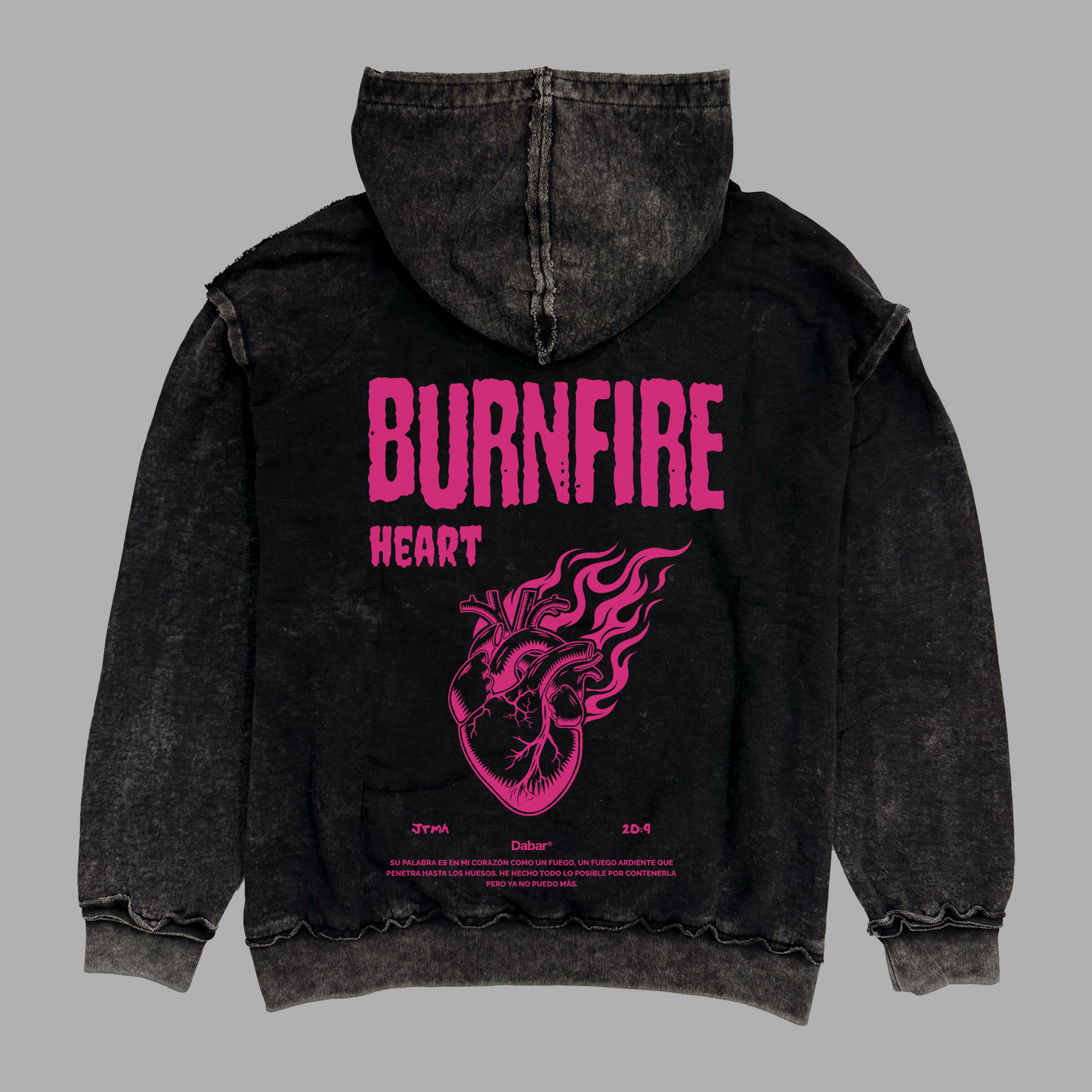 Hoodie Stonewash Relaxed Distressed BURNFIRE (Unisex)