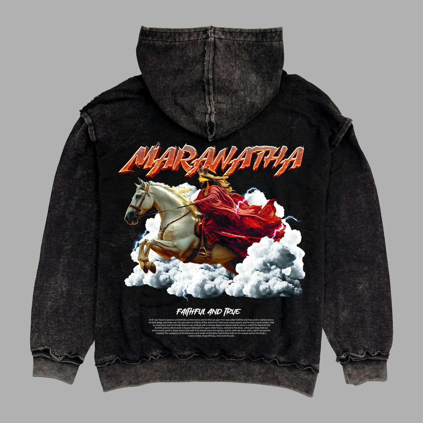 Hoodie Relaxed Stonewash Distressed MARANATHA (Unisex)