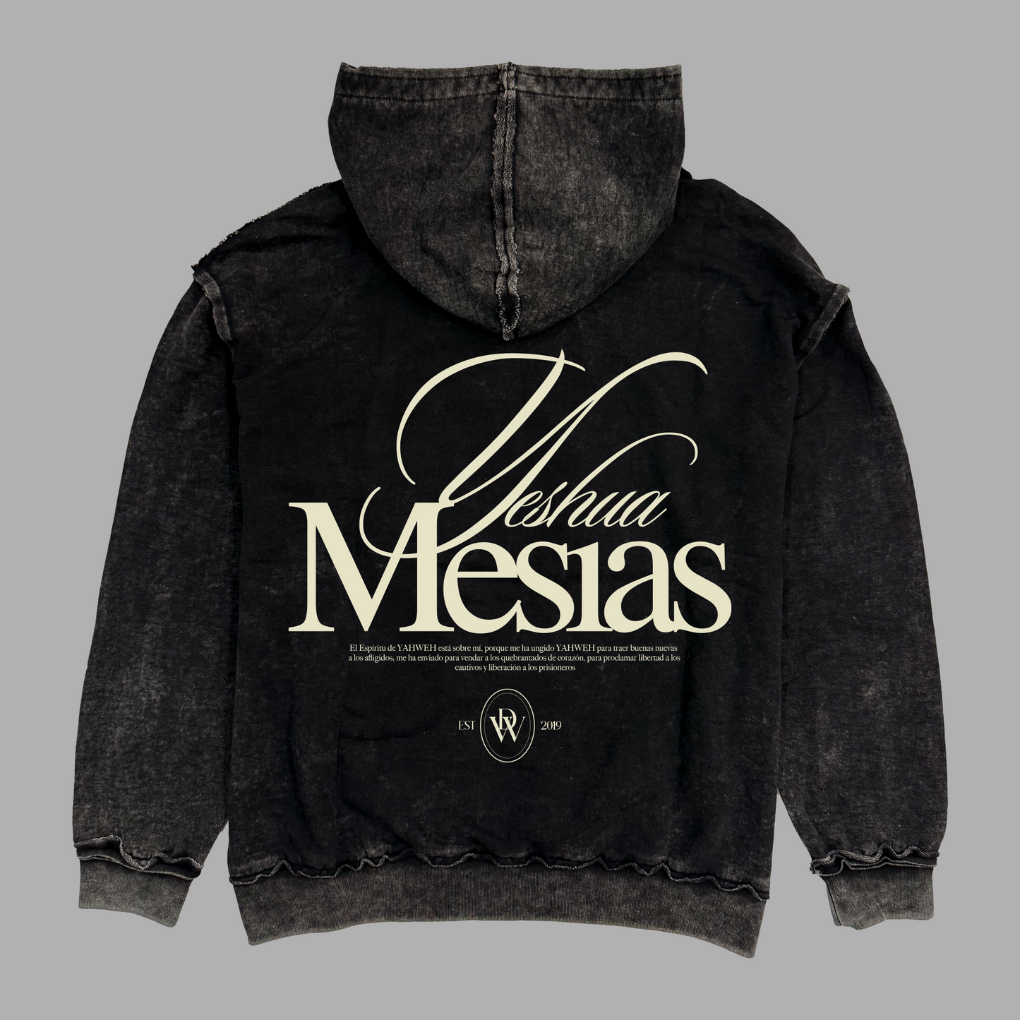 Hoodie Relaxed Stonewash Distressed MESIAS (Unisex)