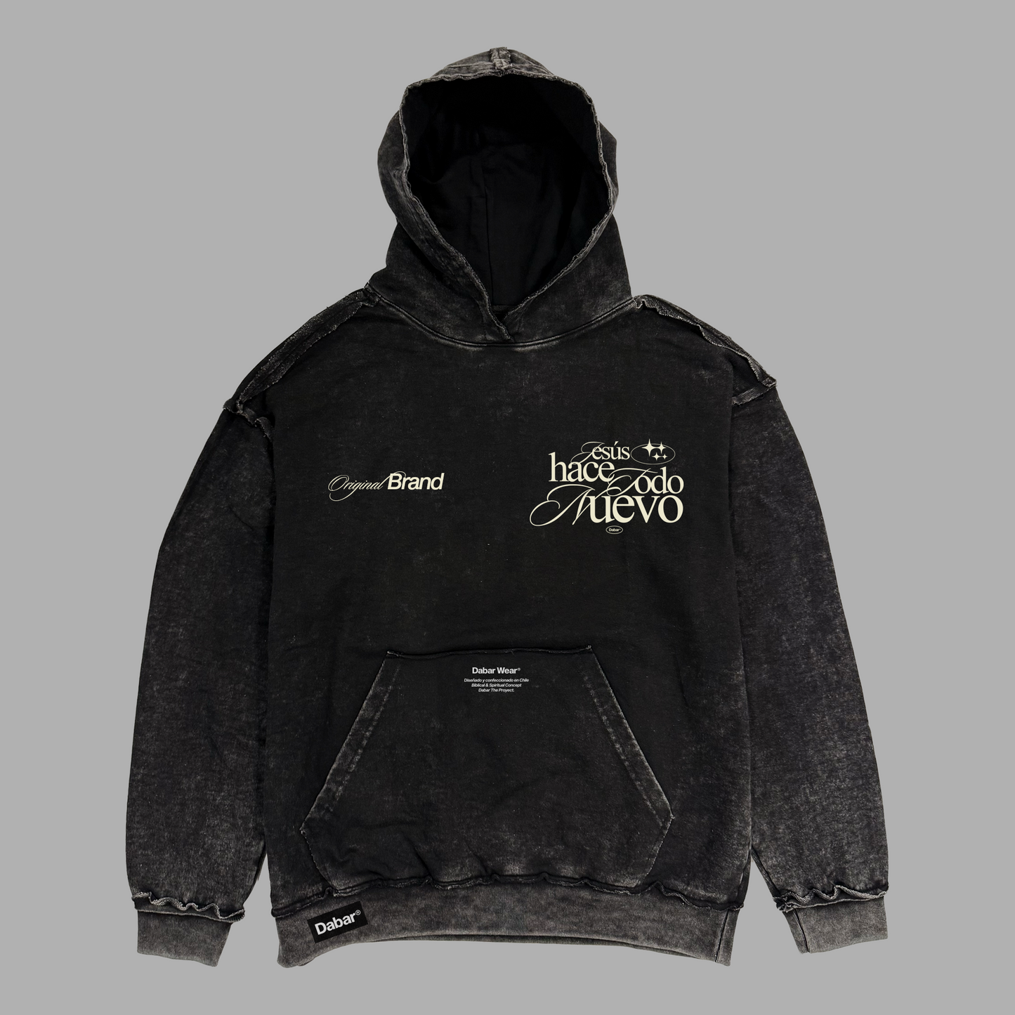 Hoodie Relaxed Stonewash Distressed TODO NUEVO (Unisex)