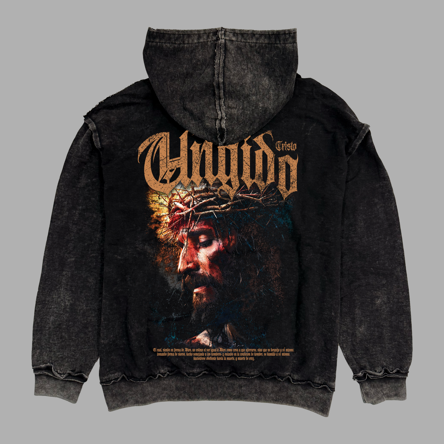 Hoodie Stonewash Distressed "UNGIDO" (Fit Relaxed)