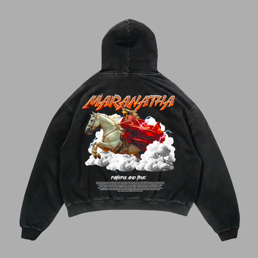 Hoodie Acid wash black MARANATHA