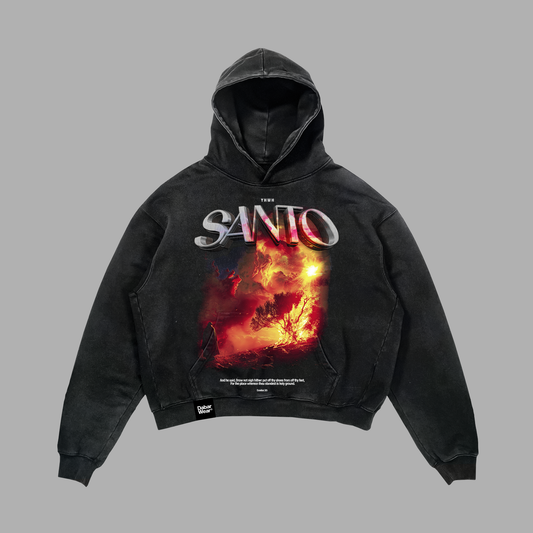 Hoodie Relaxed acid wash negro SANTO