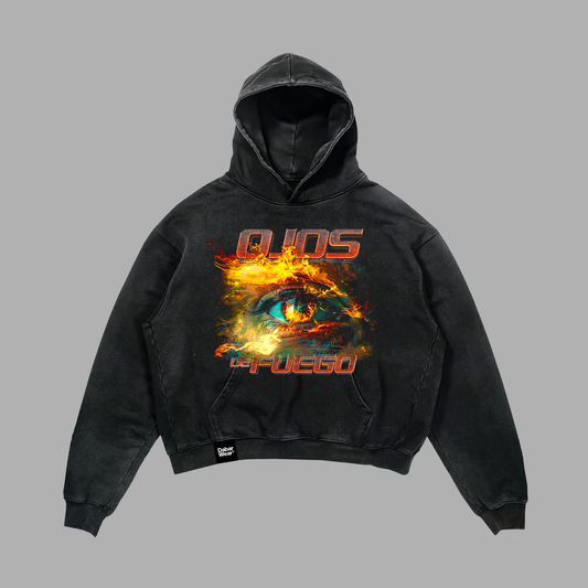Hoodie Relaxed acid wash negro OJOS DE FUEGO